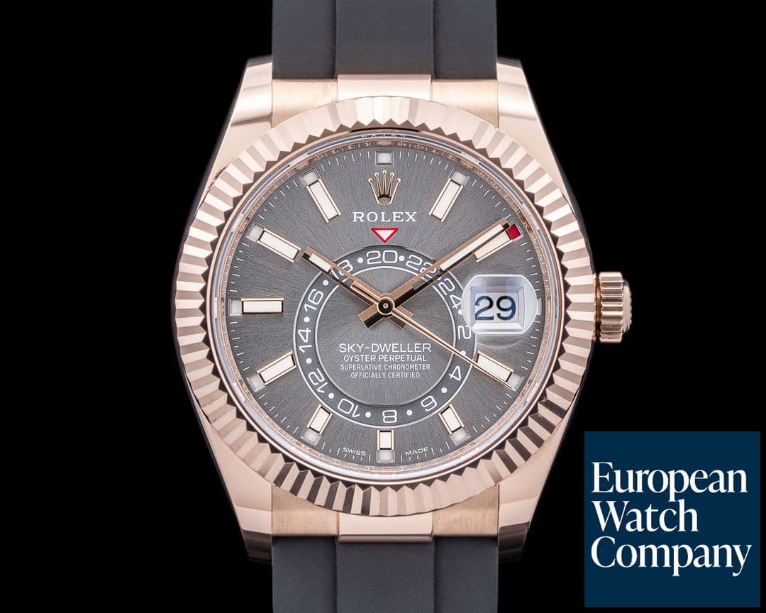 Image of Rolex Sky Dweller 326235 Everose 18K Gold Rhodium Dial / Oysterflex