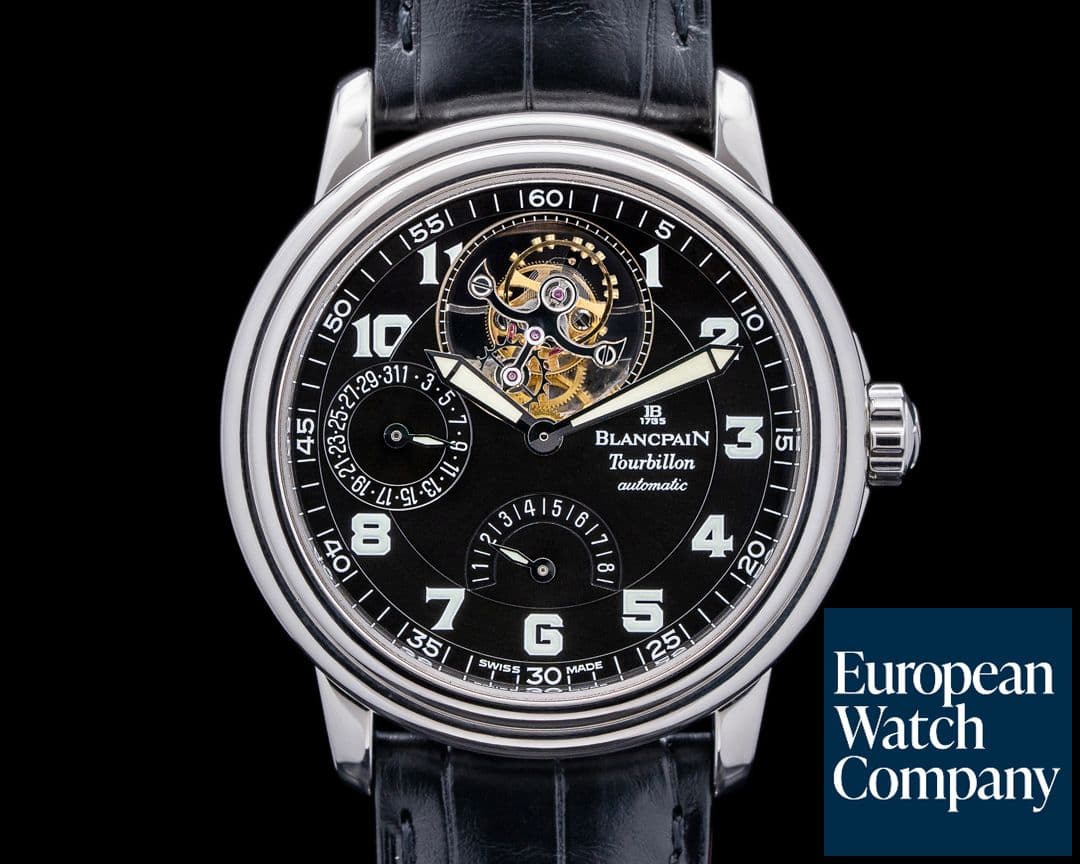 Image of Blancpain Leman Tourbillon Automatic Black Military Dial SS RARE