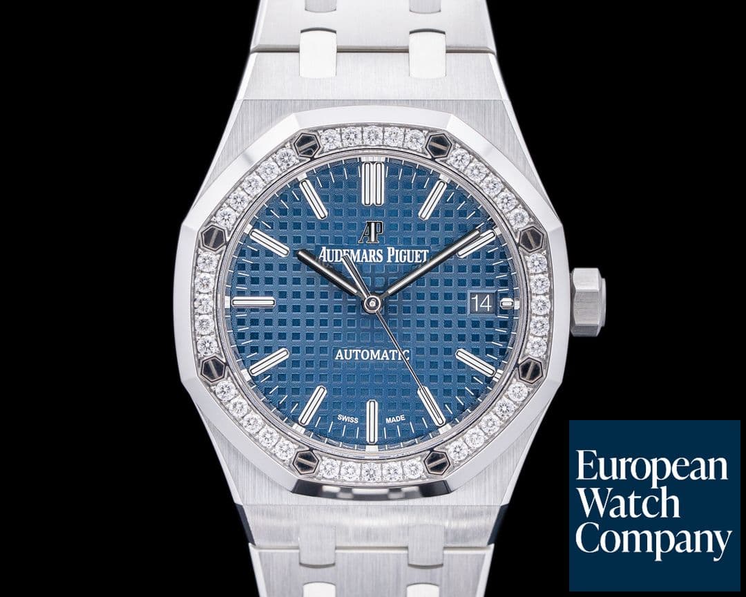Image of Audemars Piguet Royal Oak 15451ST Blue Dial SS Diamond Bezel