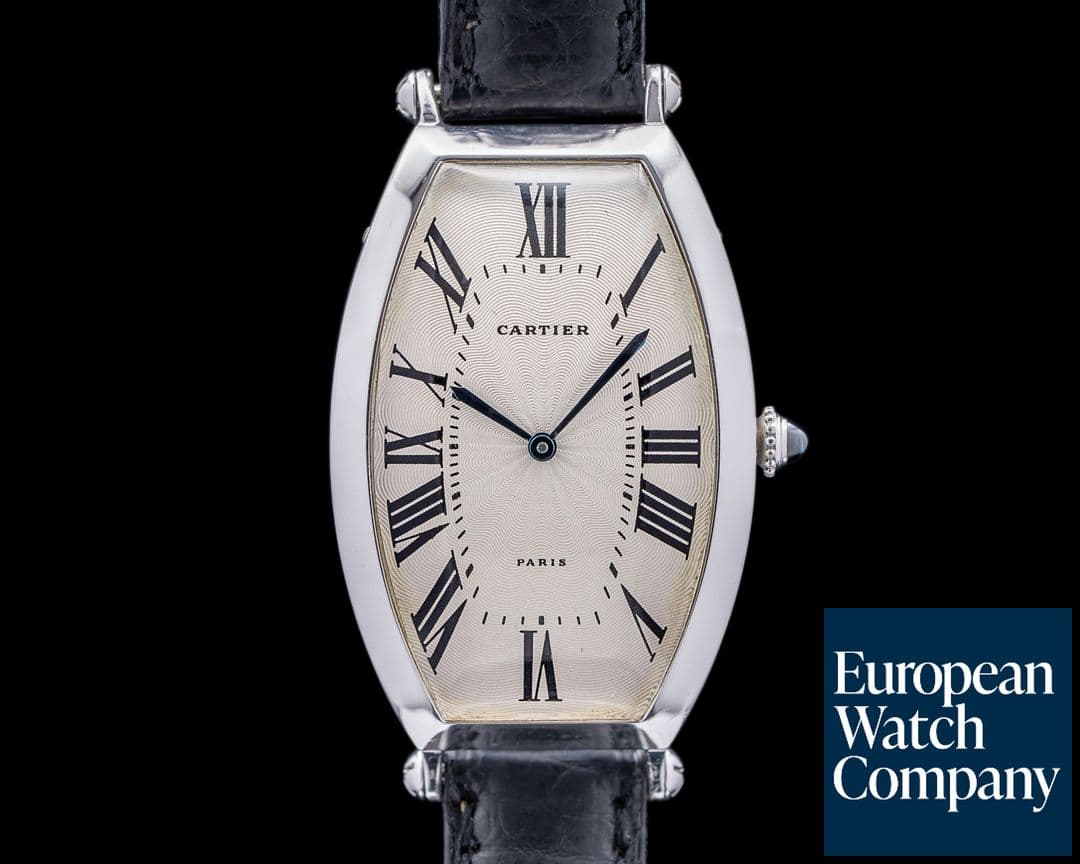 Image of Cartier Platinum Tonneau Cintree Paris Manual Wind C. 1990s RARE PRE CPCP