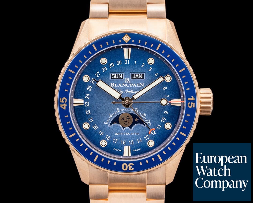 Image of Blancpain Bathyscaphe Quantième Complet Phases de Lune 18K Red Gold / Bracelet