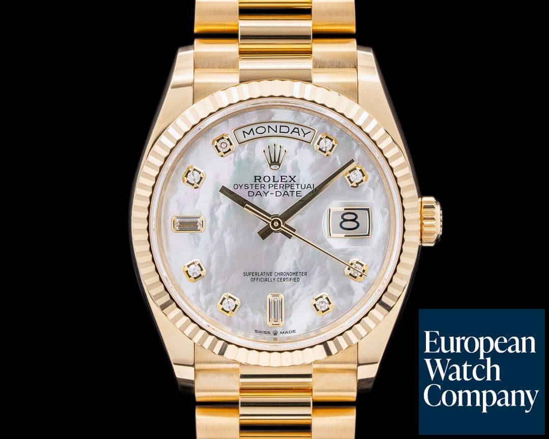 Image of Rolex Day Date President 128238 MOP Diamond Dial 18K YG UNWORN 2024