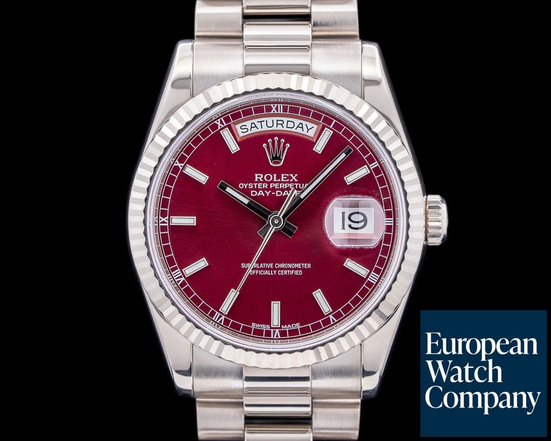 Image of Rolex Day Date President 36mm 18K White Gold / Cherry Dial