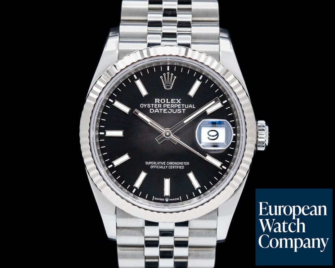 Image of Rolex Datejust 36 Black Stick Dial Jubilee