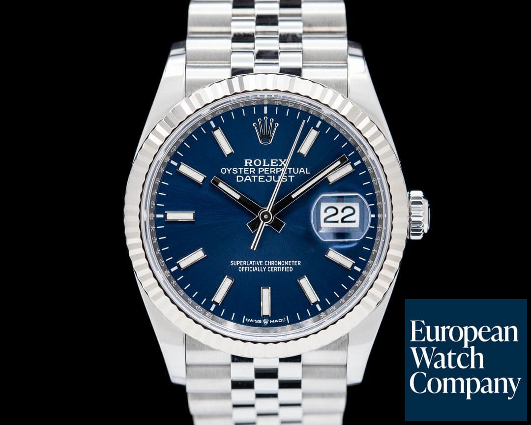 Image of Rolex Datejust 36 Blue Stick Dial Jubilee