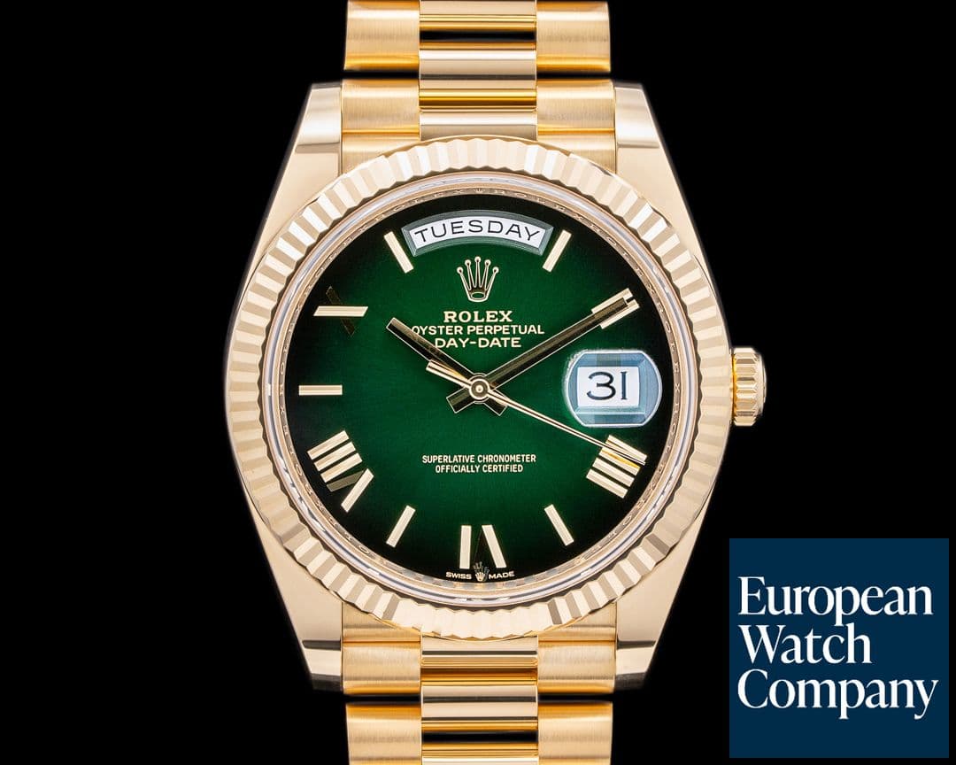 Image of Rolex Day Date 228238 President 18k YG Green Dial 2024 UNWORN