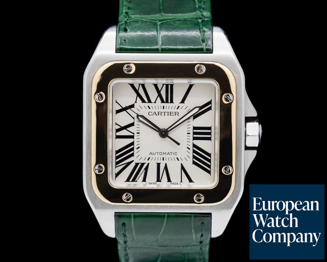 Image of Cartier Santos 100 SS XL 18K Yellow Gold Silver Dial