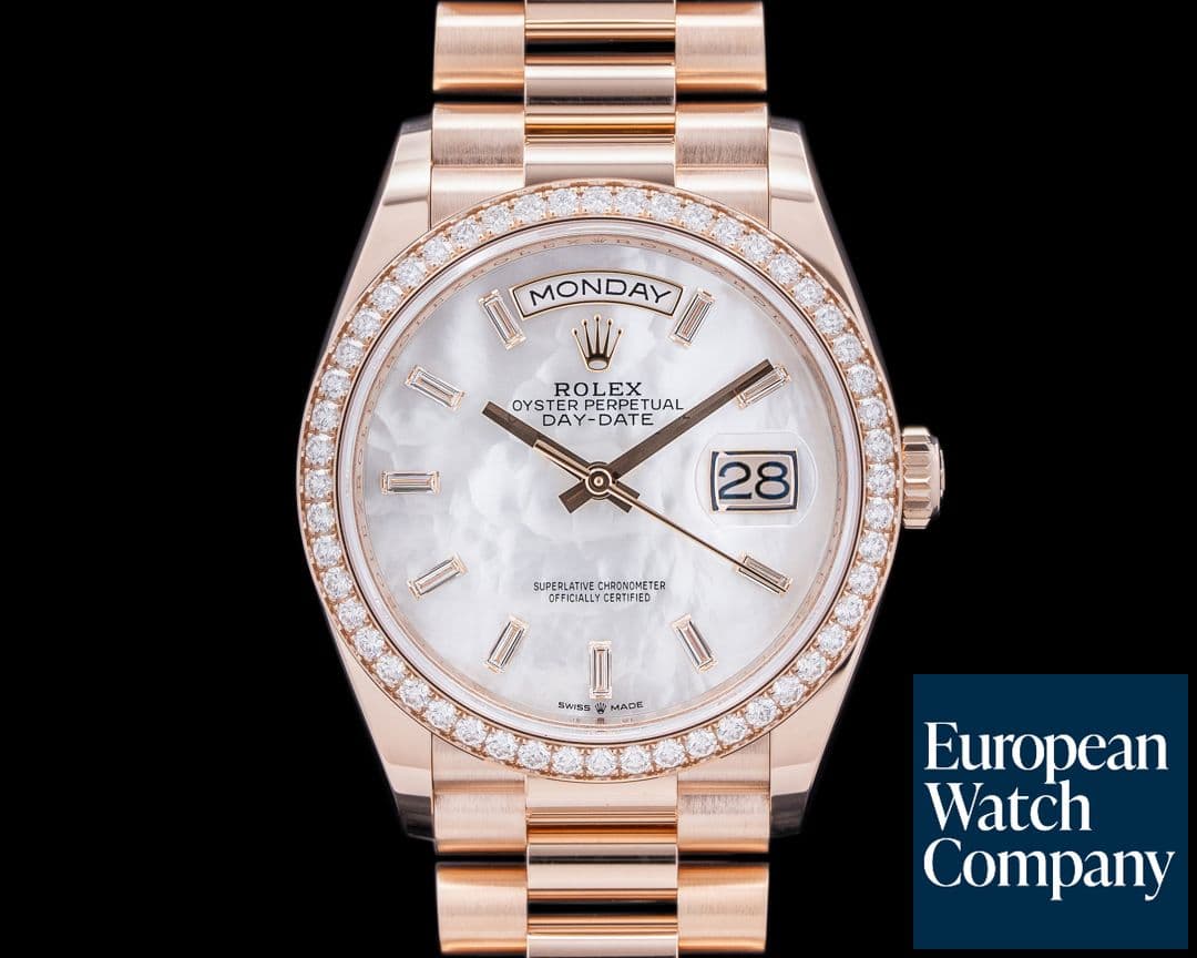 Image of Rolex Day Date President 128345RBR 18k Rose Gold / MOP Diamond Dial & Bezel