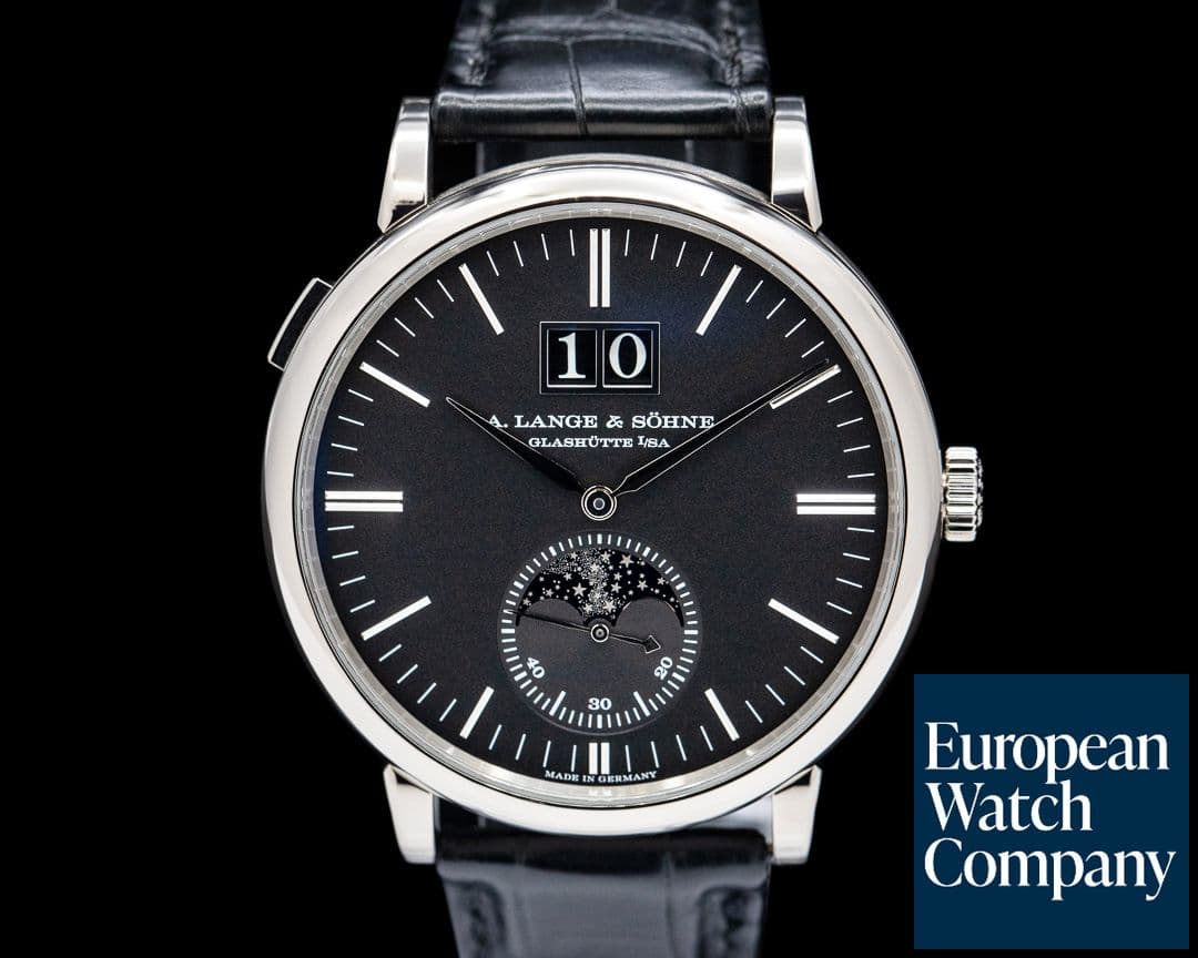 Image of A. Lange and Sohne Saxonia Moon Phase Automatik 384.029 18K White Gold / Black Dial