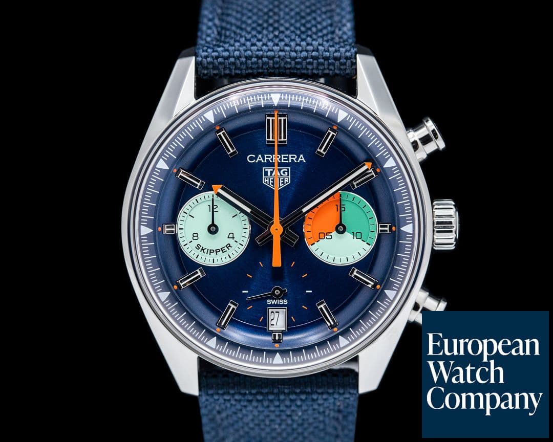 Image of Heuer Carrera Skipper 39MM SS Blue Dial