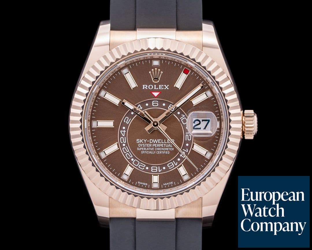 Image of Rolex Sky Dweller 326235 Everose 18K Gold Rhodium Dial / Oysterflex