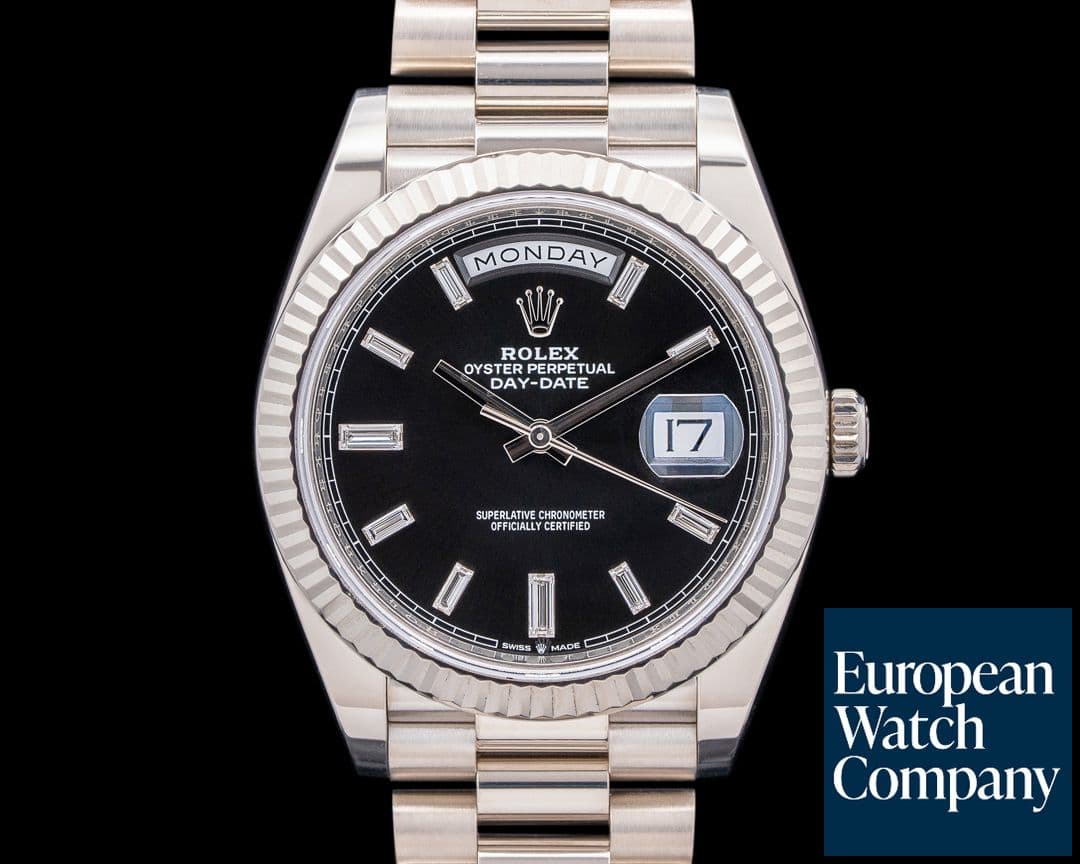 Image of Rolex Day Date 40MM 228239 President 18K White Gold Black Diamond Dial