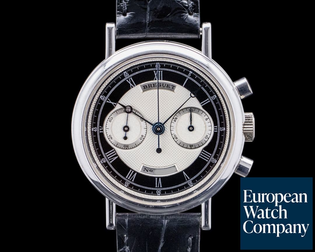 Image of Breguet 3237 Classique Chronograph 18k White Gold TUXEDO Dial RARE