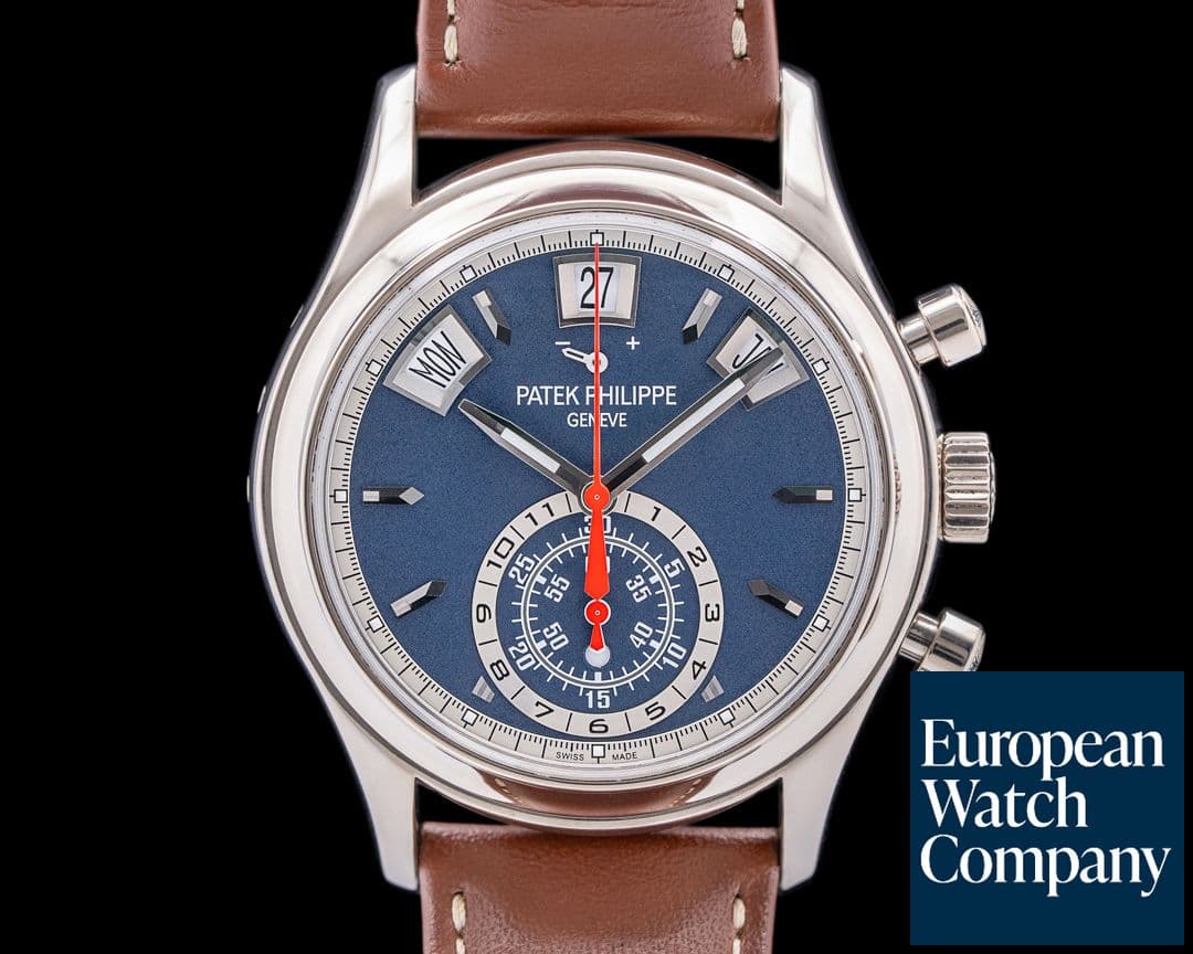 Image of Patek Philippe Annual Calendar 5960/01G Chronograph 18K White Gold Blue Dial