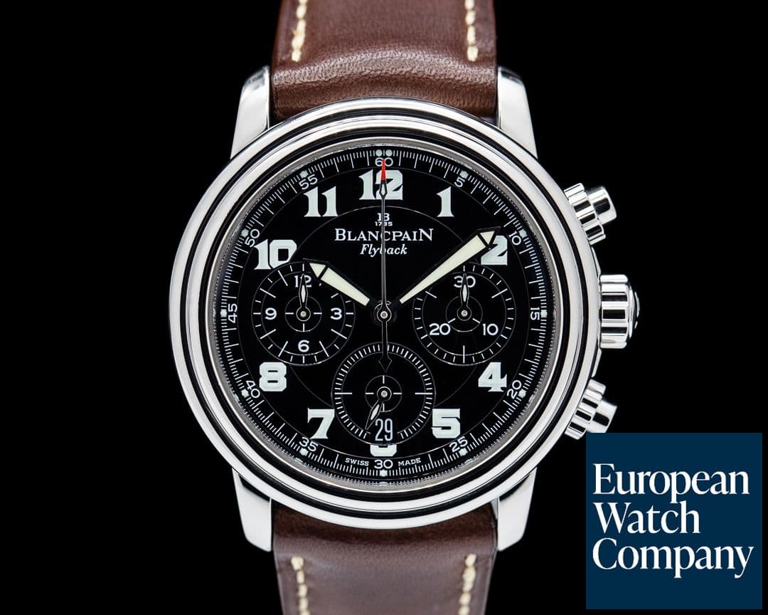 Image of Blancpain Leman Flyback Chronograph Black Dial SS