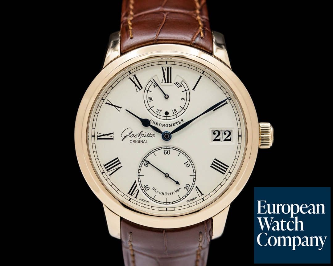Image of Glashutte Original Senator Chronometer 18K Yellow Gold Silver Dial
