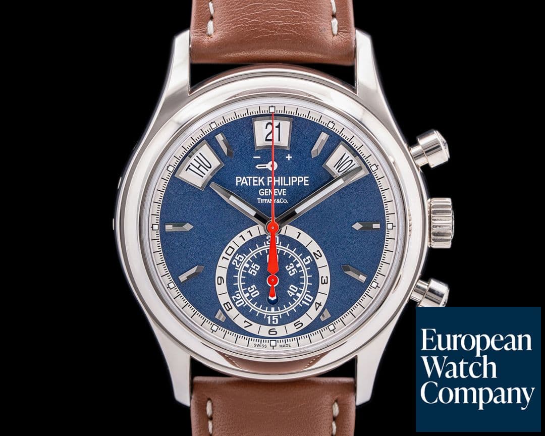 Image of Patek Philippe Annual Calendar 5960/01G TIFFANY & CO 18K White Gold Blue Dial