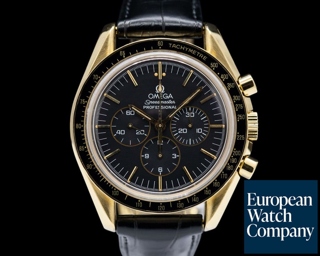 Image of Omega Speedmaster 18K Yellow Gold Black Dial RARE