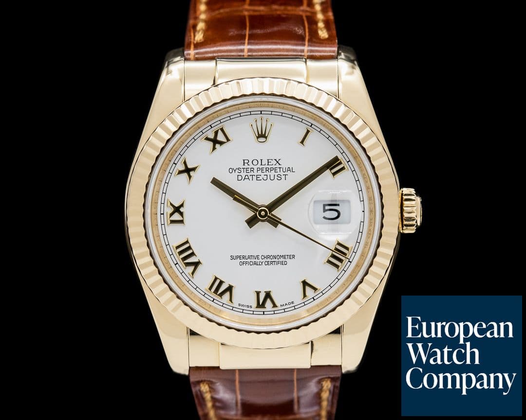 Image of Rolex Datejust 18K Yellow Gold White Roman Dial