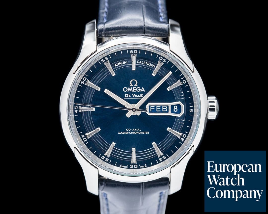 Image of Omega De Ville Hour Vision Master Chronometer Annual Calendar SS Blue Dial