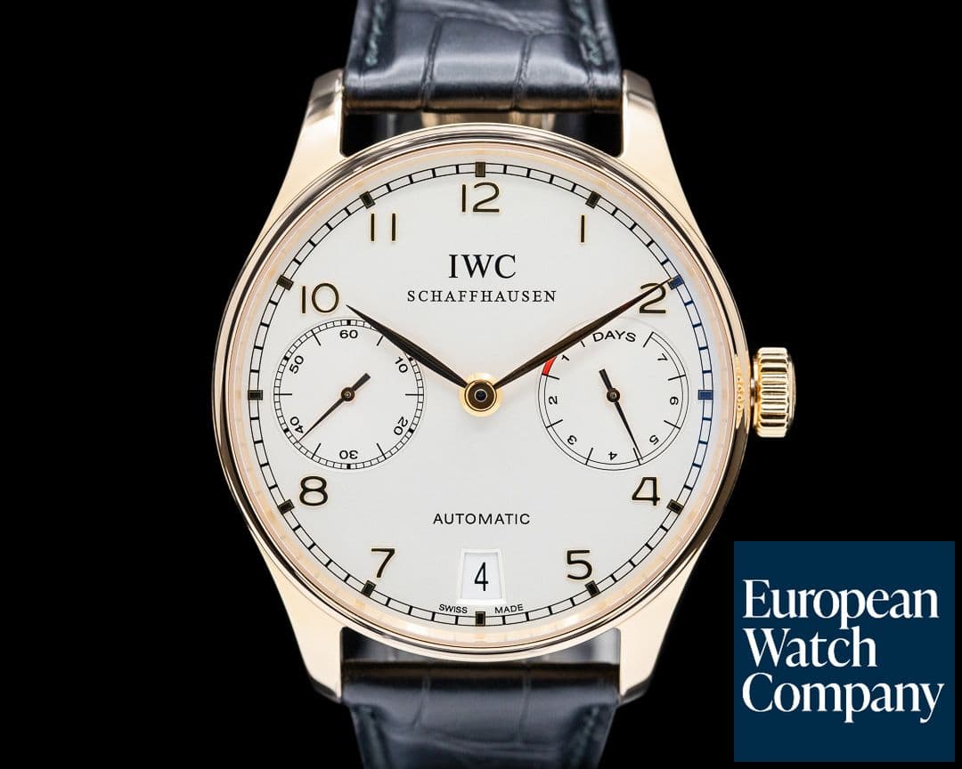 Image of IWC Portuguese 7 Day Automatic 18K Rose Gold Silver Dial