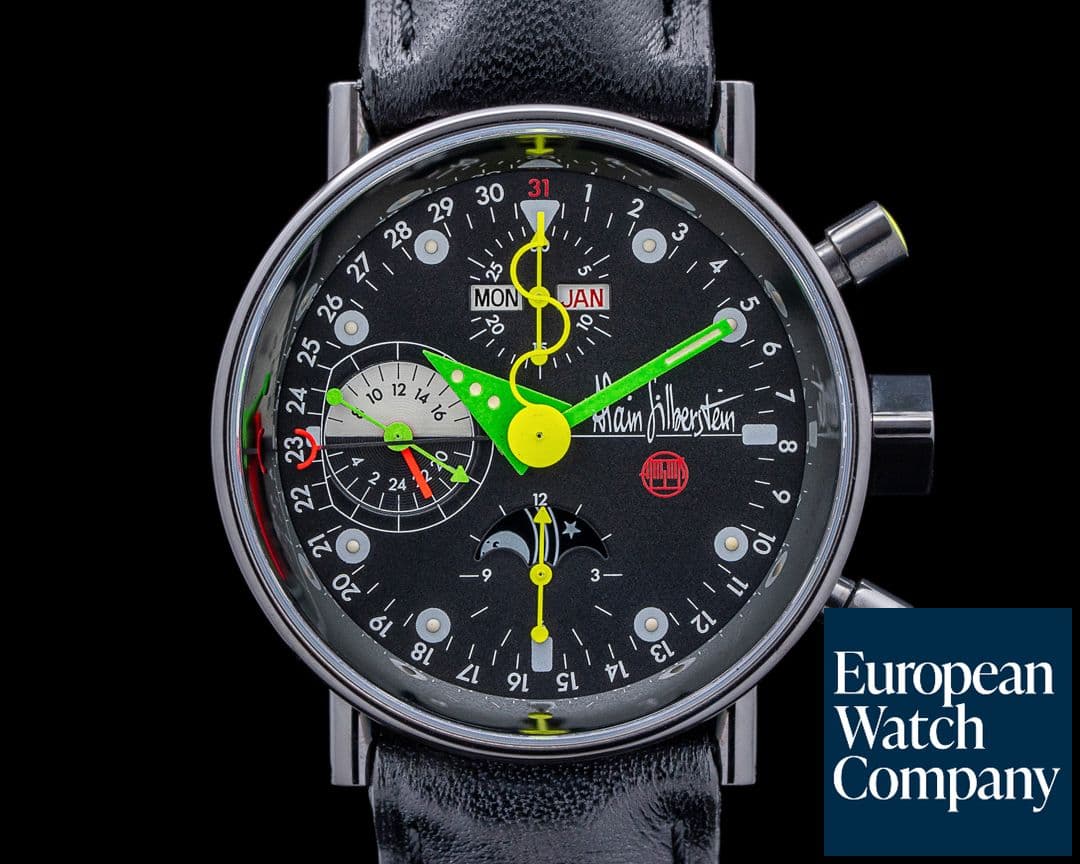 Image of Alain Silberstein Krono 2 Bauhaus Noir Triple Calendar Moon Phases SS PVD LIMITED