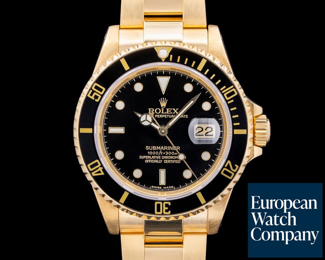 Image of Rolex Submariner Date 16618 18K Yellow Gold Black Dial