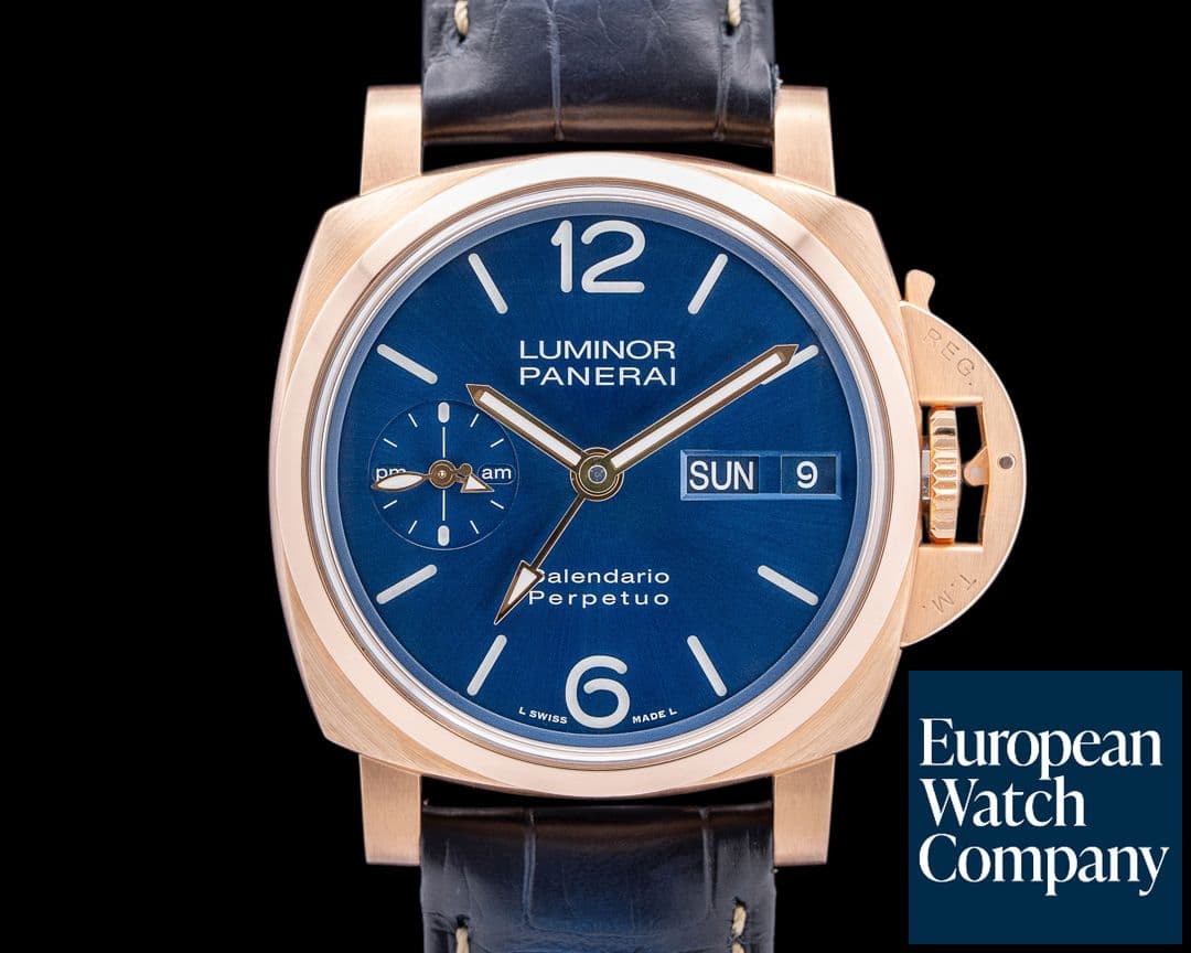 Image of Panerai Luminor 1950 Perpetual Calendar Goldtech Blue Dial