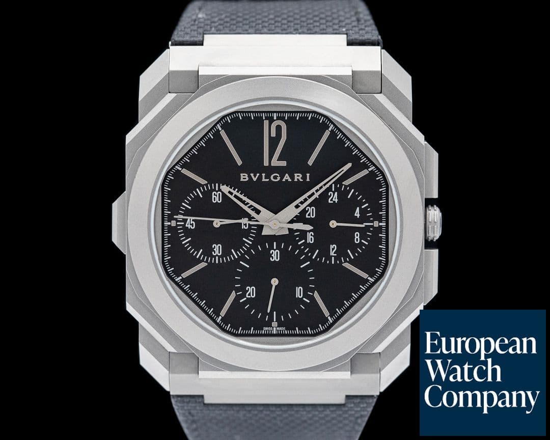 Image of Bulgari Octo Finissimo Chronograph GMT Titanium Black Dial