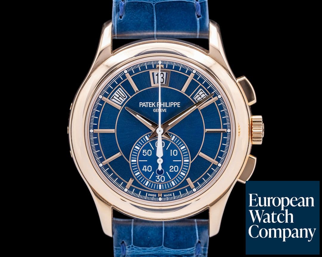 Image of Patek Philippe Chronograph Annual 5905R Calendar 18K Rose Gold Blue Dial