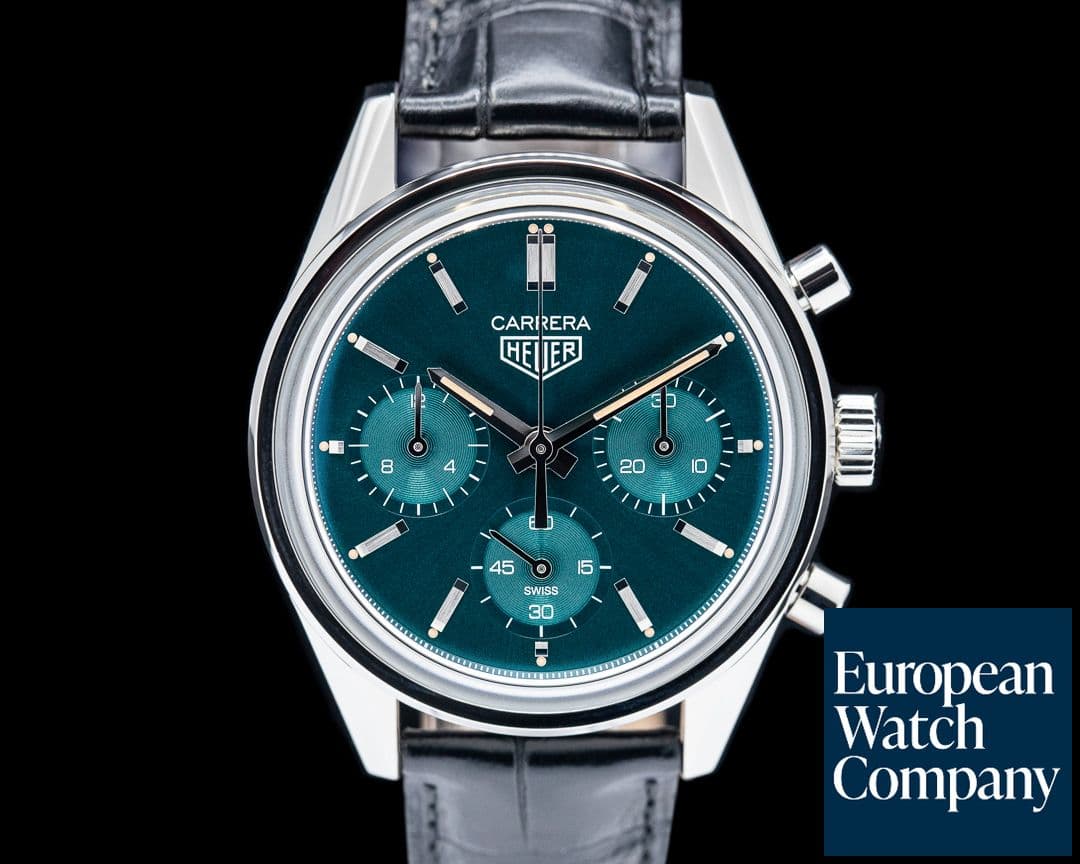 Image of Heuer Carrera Chronograph SS Green Dial LIMITED