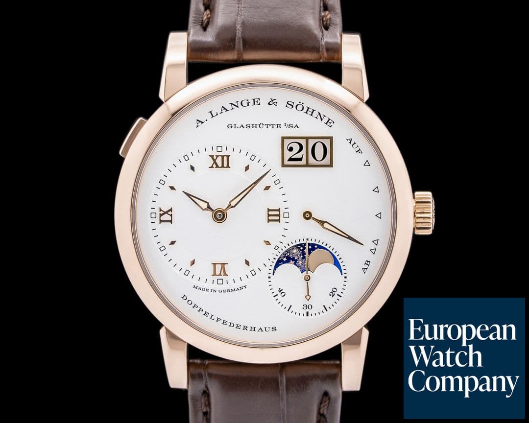 Image of A. Lange and Sohne Lange 1 Moon 192.032 18K Rose Gold Silver Dial