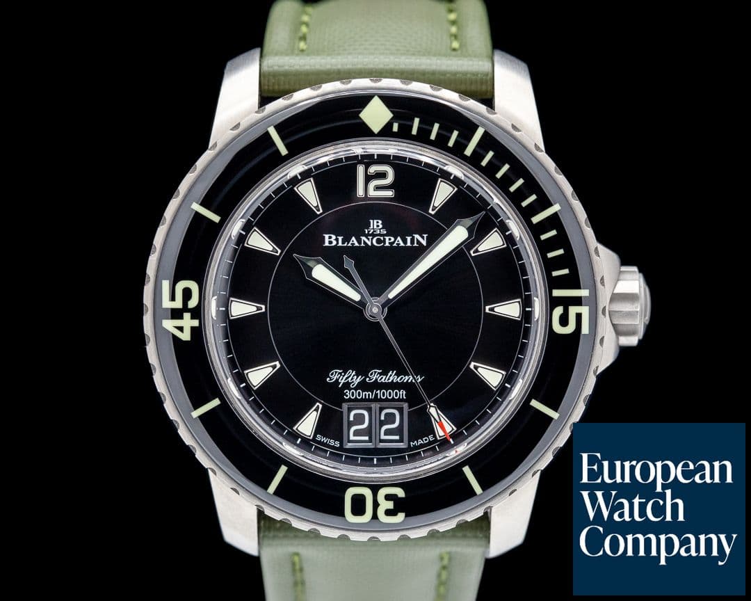 Image of Blancpain Fifty Fathoms Grande Date Titanium Black Dial