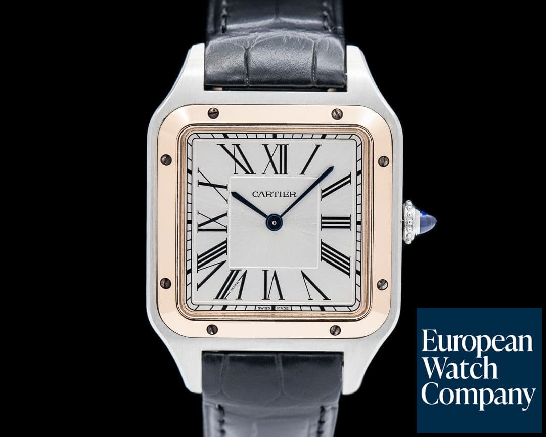Image of Cartier Santos Dumont SS / 18K Rose Gold Quartz Silver Dial
