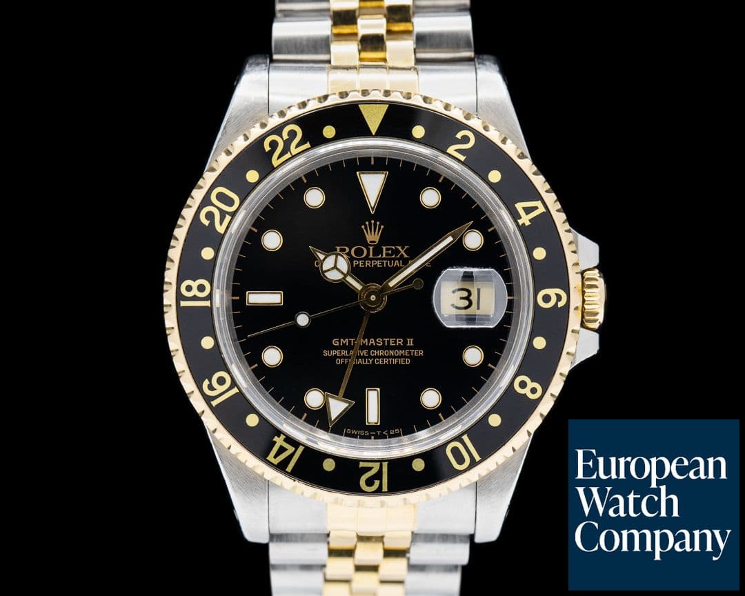 Image of Rolex GMT Master II 16713 SS / 18K Yellow Gold Black Dial