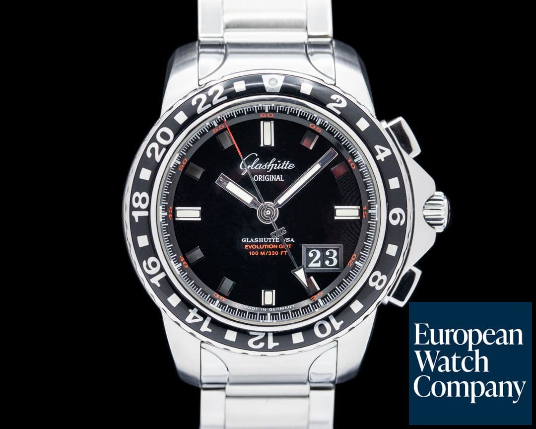 Image of Glashutte Original Sport Evolution GMT SS Black Dial