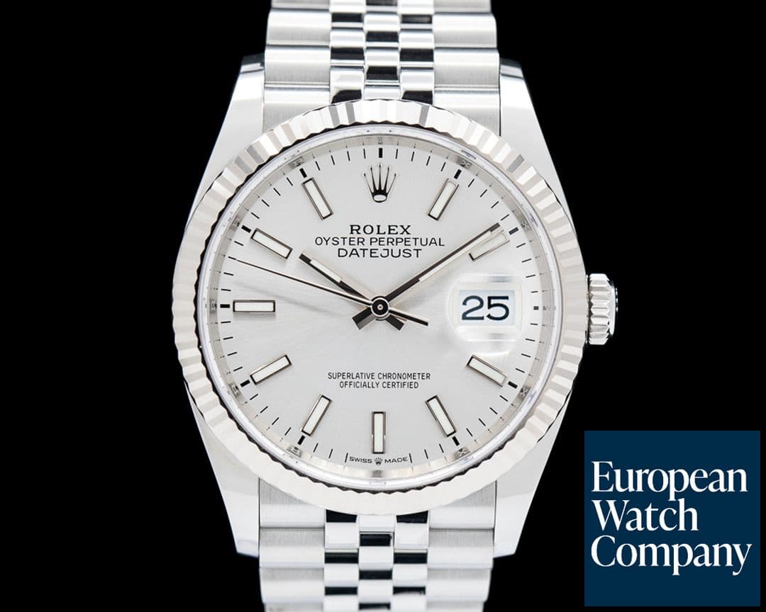 Image of Rolex Datejust 36 Silver Stick Dial SS Jubilee