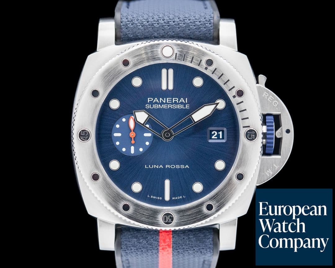 Image of Panerai Luminor Submersible Quarantaquattro Luna Rossa SS Blue Dial
