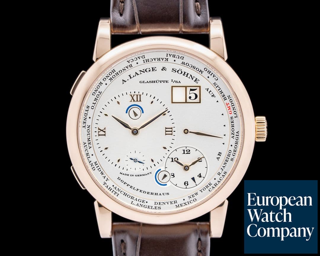 Image of A. Lange and Sohne Lange 1 Time Zone 116.032 18K Rose Gold Silver Dial