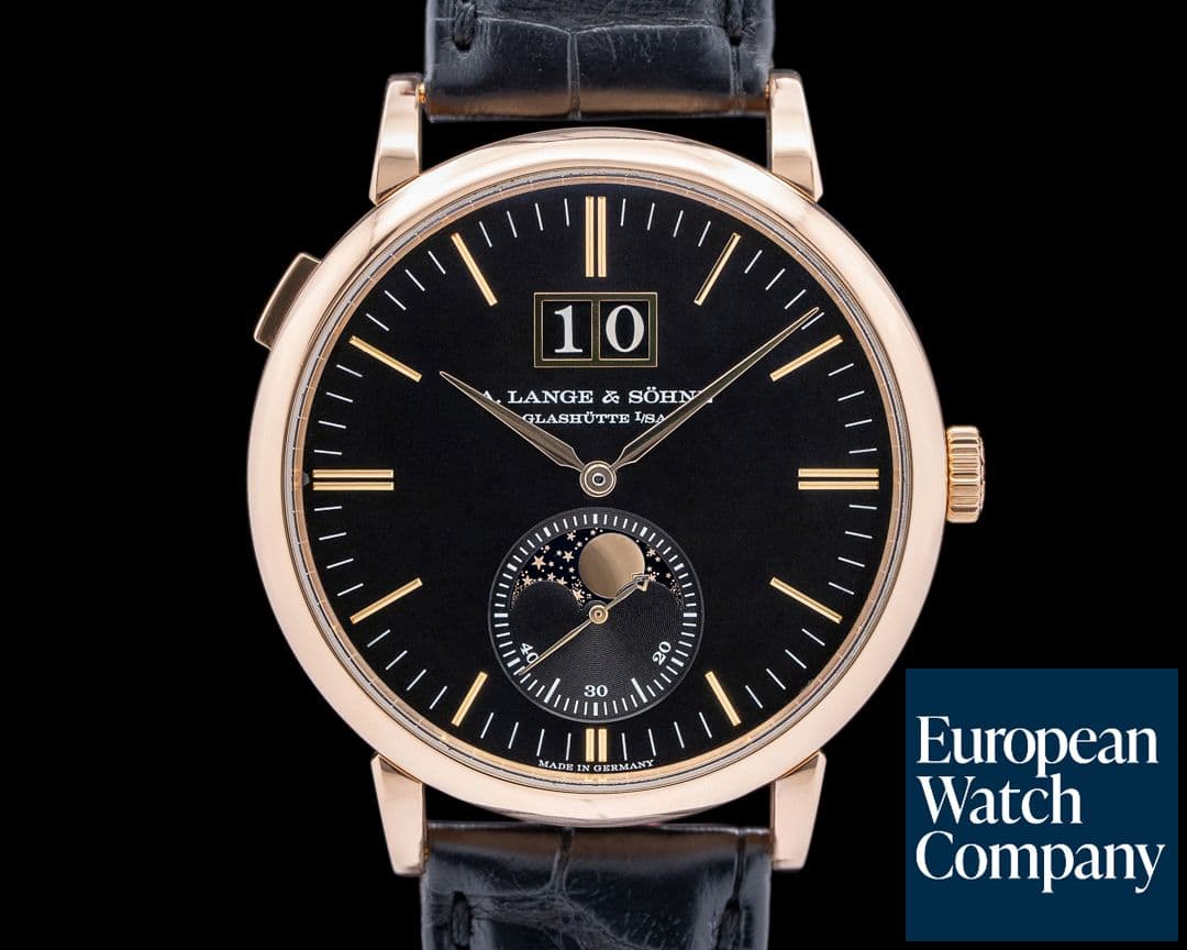 Image of A. Lange and Sohne Saxonia Moon Phase Automatik 18K Rose Gold Black Dial