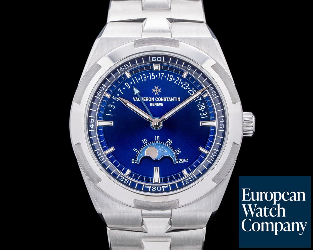 Image of Vacheron Constantin Overseas Moonphase Retrograde Date SS Blue Dial