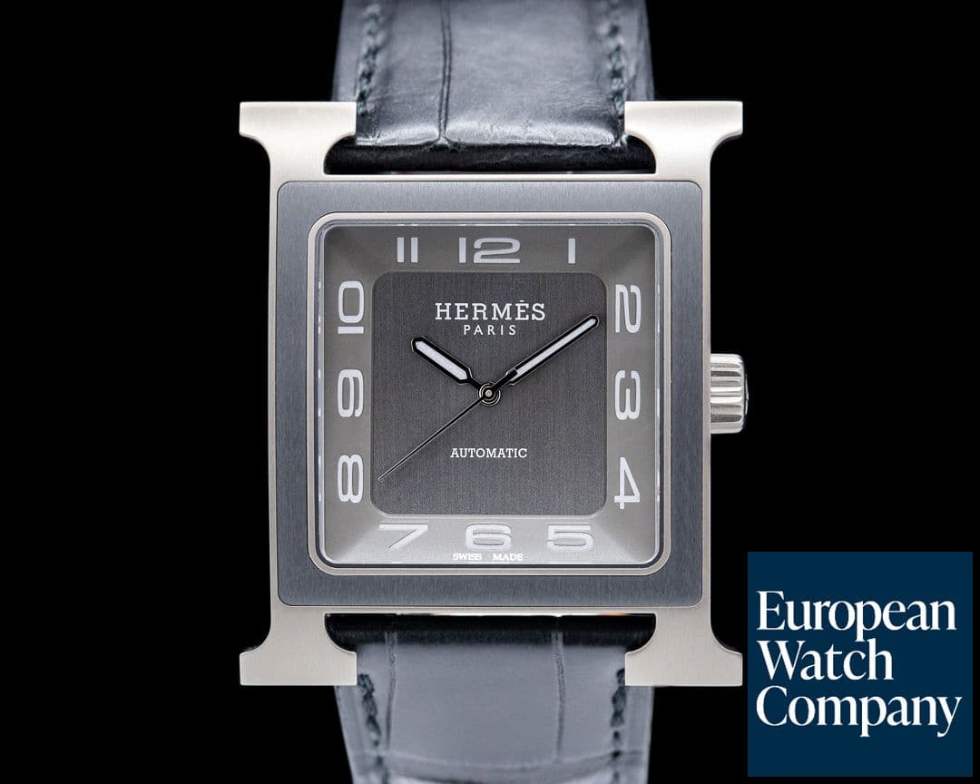 Image of Hermes Huere "H" 34MM Titanium Black Dial