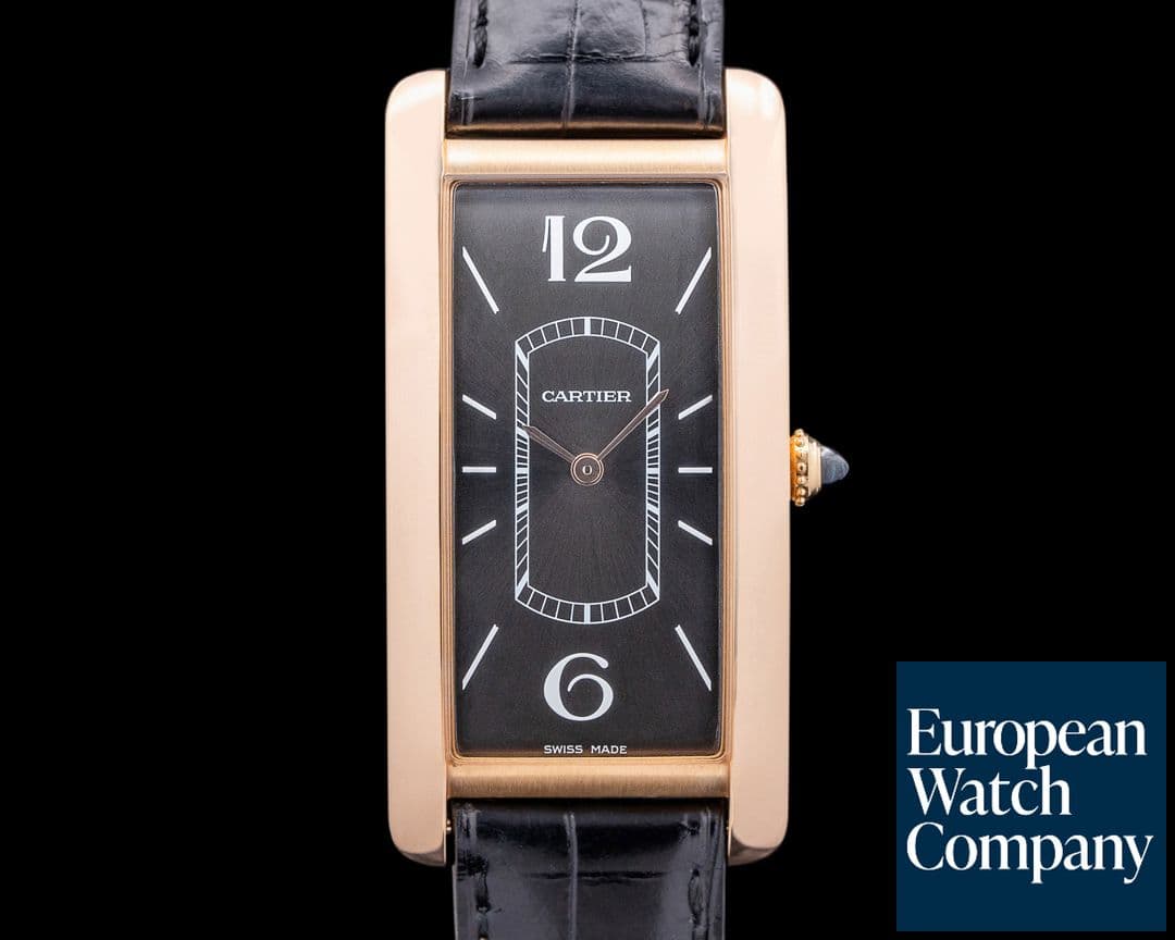 Image of Cartier Tank Cintree WGTA0025 18K Rose Gold Black Dial