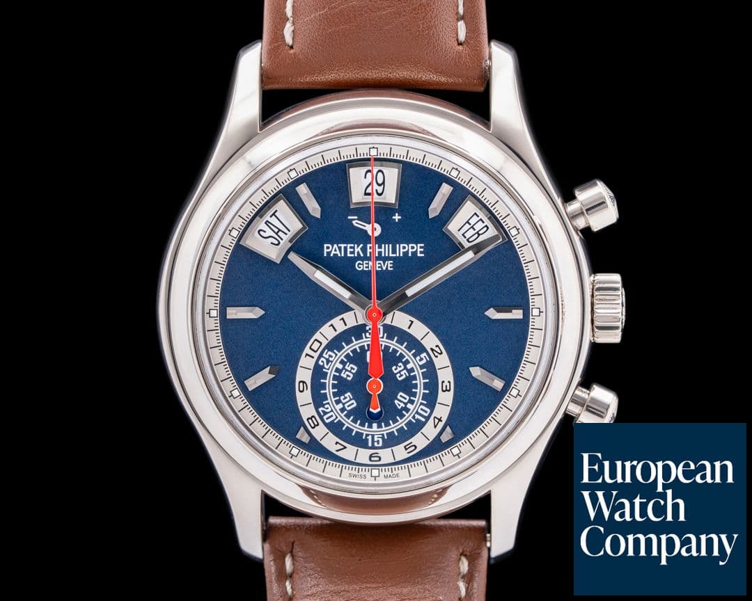 Image of Patek Philippe Annual Calendar 5960/01G Chronograph 18K White Gold Blue Dial
