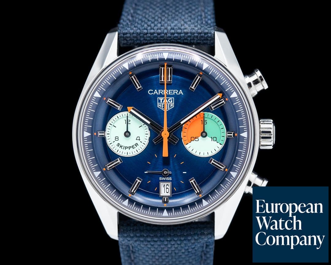 Image of Heuer Carrera Skipper 39MM SS Blue Dial