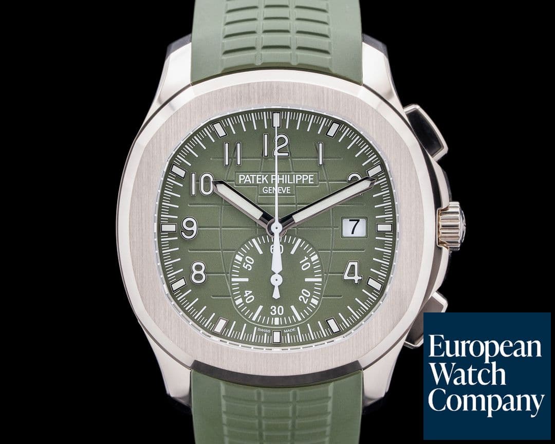 Image of Patek Philippe Aquanaut Chronograph 5968G 18K White Gold Green Dial