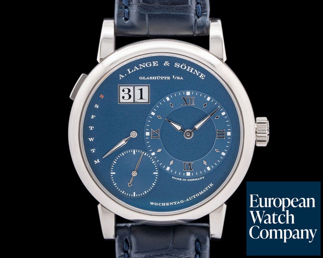 Image of A. Lange and Sohne Lange 1 Daymatic 320.028 18K White Gold Blue Dial RARE