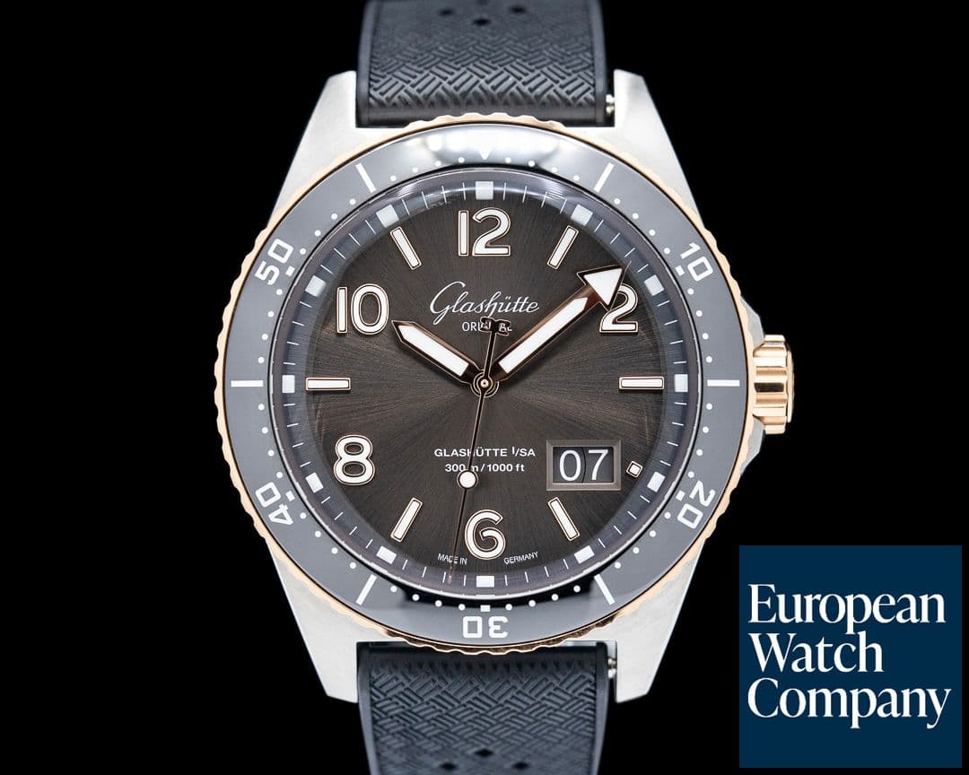 Image of Glashutte Original SeaQ Panorama Date 18k Rose Gold / SS Gray Dial
