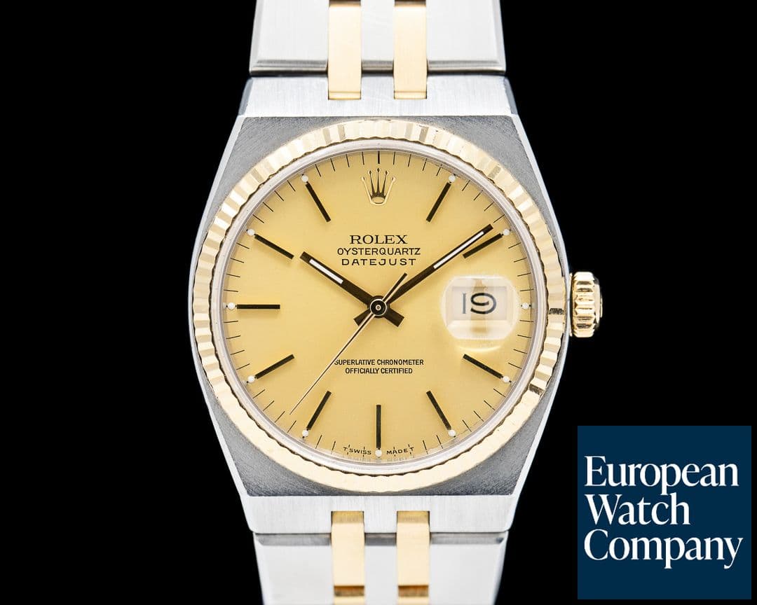 Image of Rolex Two Tone OysterQuartz Champagne Dial BOX AND PAPERS C. 1987