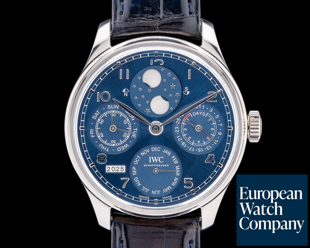 Image of IWC Portuguese Perpetual Calendar 18K White Gold Blue Dial